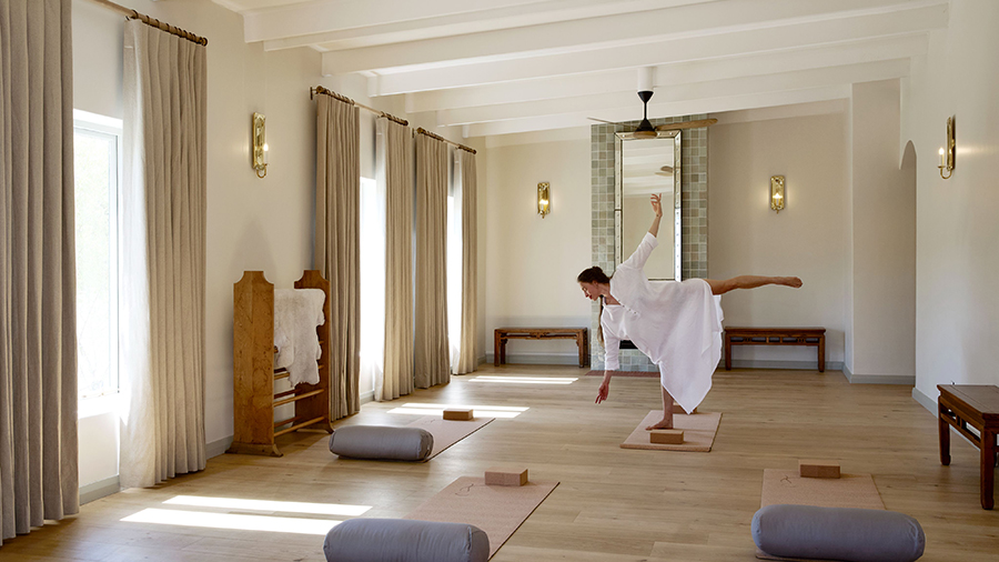 Yoga class - Spier hotel in Winelands, Cape Town, South Africa